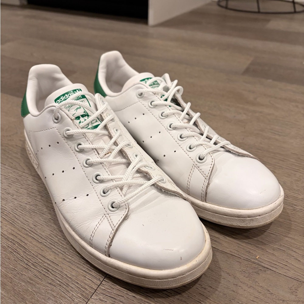 SOLD: Adidas Men's White Sneakers with Green Details